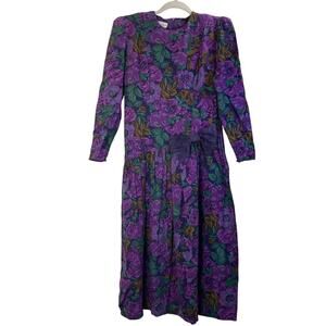 VTG Patty O'Neil Womens S purple Long Sleeves Cottage Core Whimsy Goth Dress